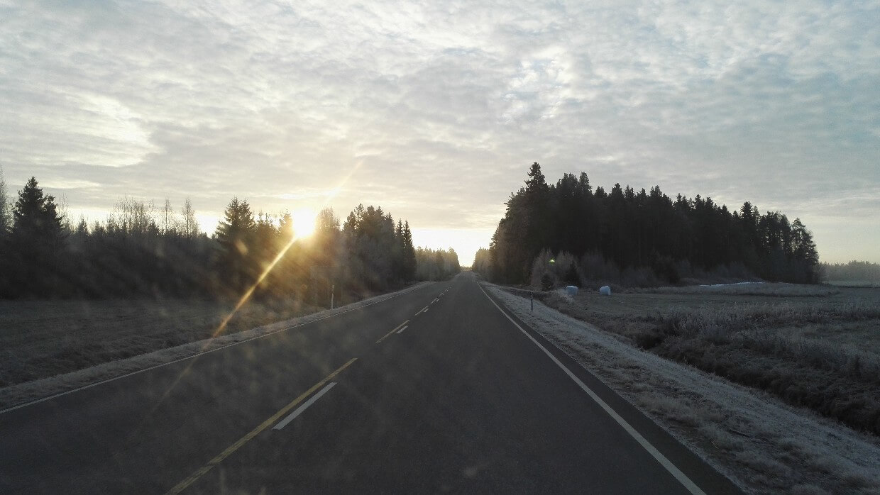 Wintery countryside road