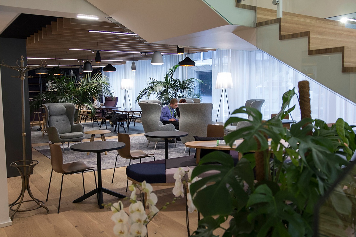 Natural elements are a big part of SEB's new premises. 
