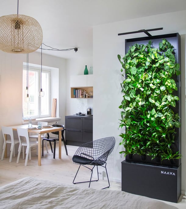 The smart green wall brings nature indoors.