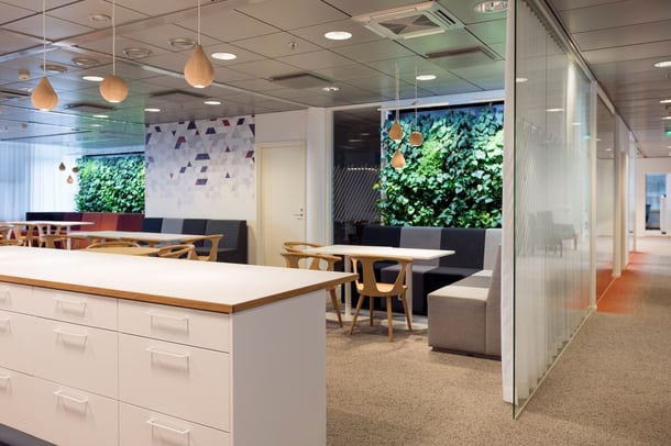 The smart green walls can be seen from anywhere in the office.